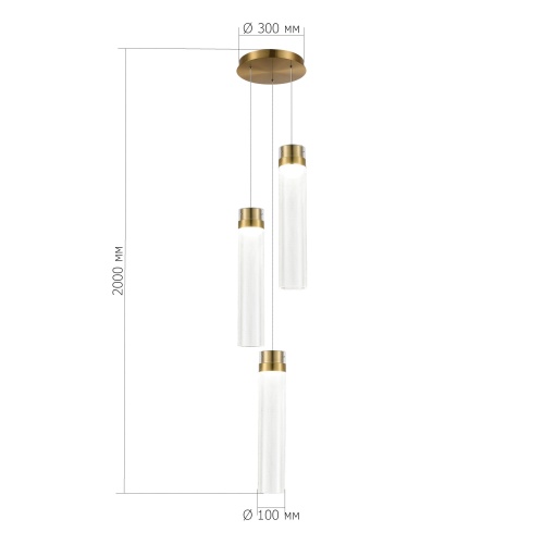 SL6236.303.03 Светильник подвесной ST-Luce Латунь/Прозрачный LED 3*12W 4000K CHAMPAGNE