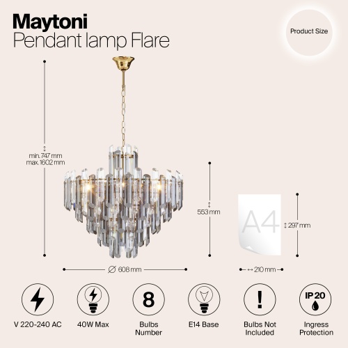 Подвесной светильник Maytoni DIA200PL-08G