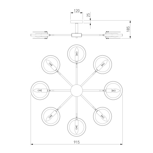 Потолочный светильник Eurosvet 70121/8 черный Smart