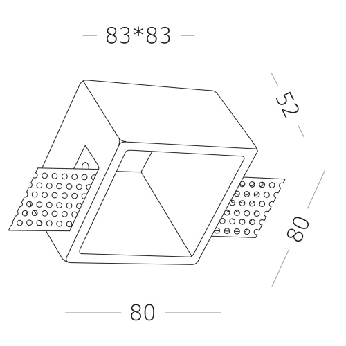 ST252.518.01 Св-к встр. из гипса Белый GU10 1*50W  IP20 L80xW80xH52 180-240V Без ламп Встраиваемые светильники
