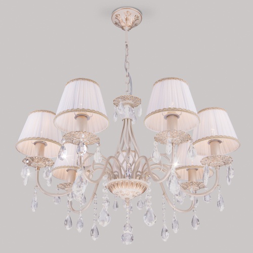 Подвесной светильник Eurosvet 3637/7 белый с золотом/прозрачный хрусталь Strotskis