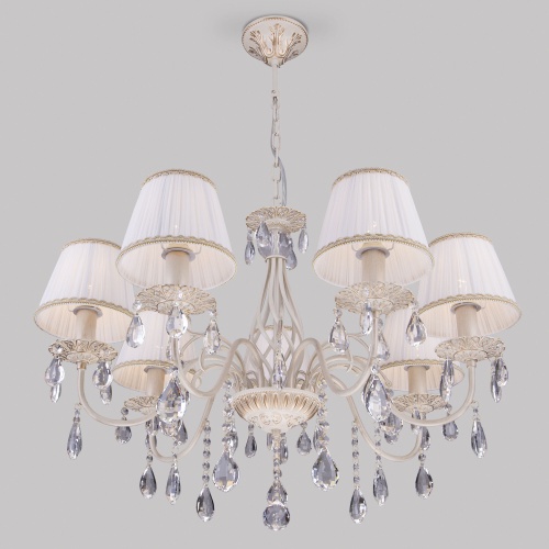 Подвесной светильник Eurosvet 3637/7 белый с золотом/прозрачный хрусталь Strotskis