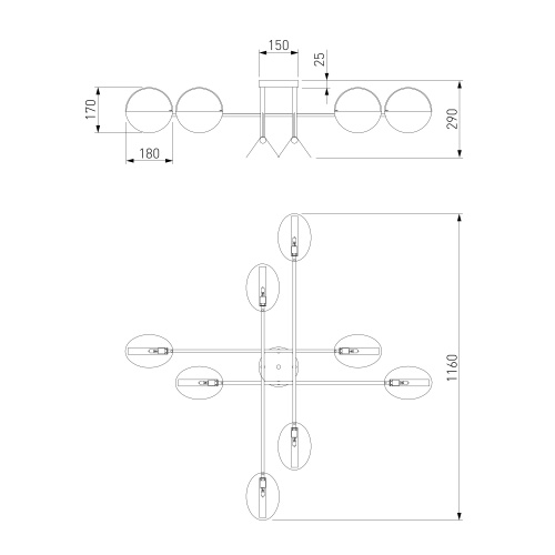 Потолочный светильник Eurosvet 70148/8 золото Smart