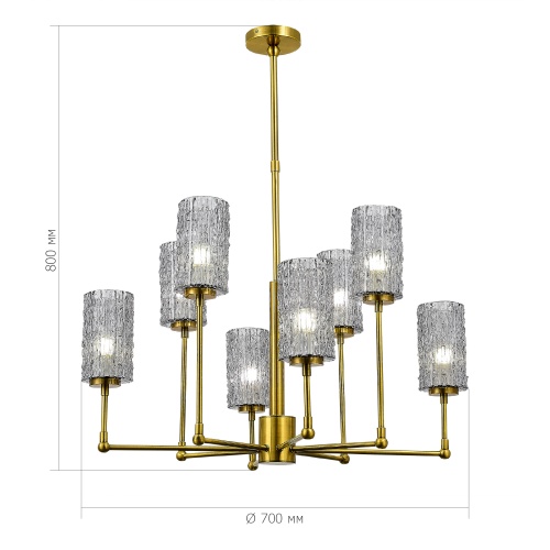 SL1240.303.08 Люстра подвесная ST-Luce Латунь/Дымчатый E27 8*60W GACCIOLO