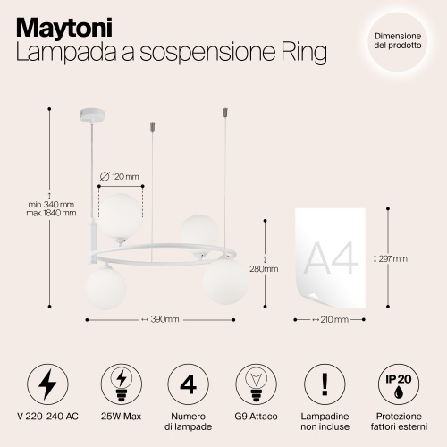 Подвесной светильник Maytoni MOD013PL-04W