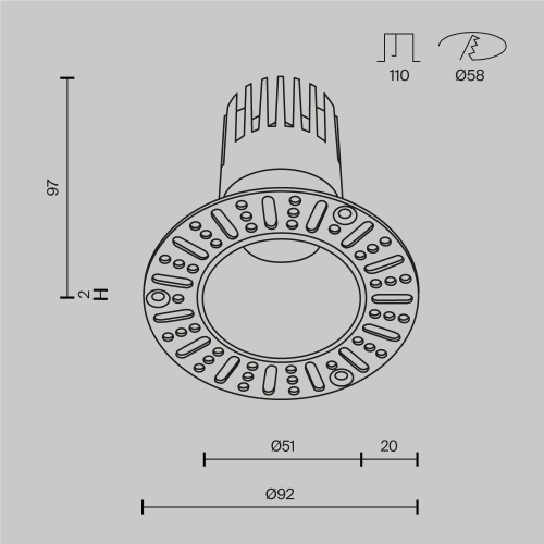 Встраиваемый светильник Technical DL120-10W-3K-TRS-B