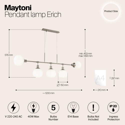 Подвесной светильник Maytoni MOD221-PL-05-N