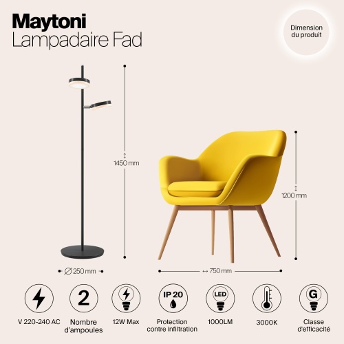 Напольный светильник (торшер) Maytoni MOD070FL-L12B3K