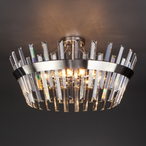 Потолочный светильник Eurosvet 10111/8 сатин-никель прозрачный хрусталь Strotskis Smart