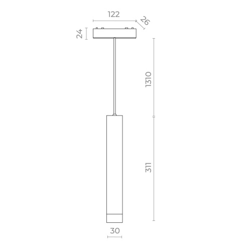 ST680.533.07 Магнитный трековый светильник Белый LED 1*7W 3000K 430Lm Ra&gt;90 36° IP20 D30xH300 48V SKYFLAT