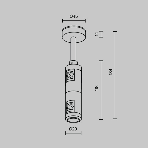 Комплектующие для систем освещения с токоведущими элементами Technical TRA156C-D1-PT