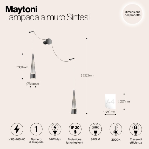 Настенный светильник (бра) Maytoni P090WL-L24CH3K