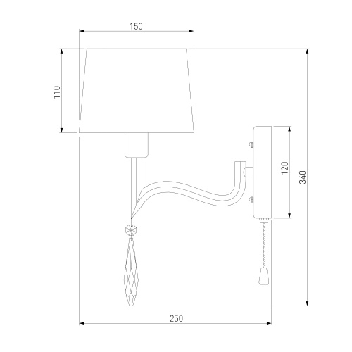 Настенный светильник Eurosvet 10127/1 хром/прозрачный хрусталь Strotskis