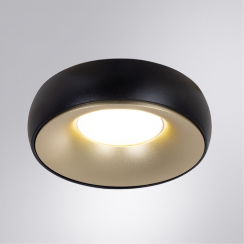 Точечный встраиваемый светильник Arte lamp A6666PL-1BK Светильник потолочный встраиваемый HEZE для MR16 Ø98x32мм черный+матовое золото IP20 монтаж Ø76мм