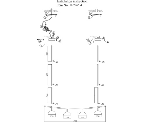 Люстра Kink Light Стиви черный 07652-4,19