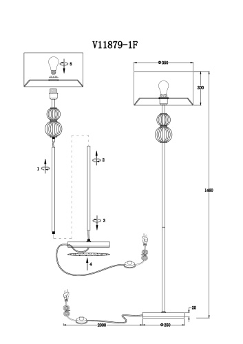 Торшер Moderli V11879-1F Brumi