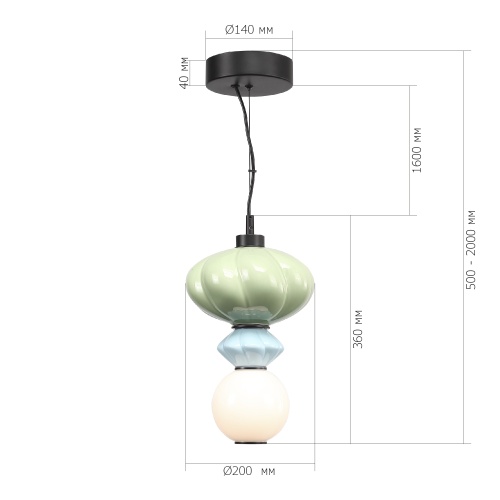 SL6134.403.01 Светильник подвесной ST-Luce черный/зелёный, синий, опаловый LED 1*8W 3000K FLORENTINI