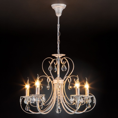 Подвесной светильник Eurosvet 3305/5 белый с золотом/прозрачный хрусталь Strotskis