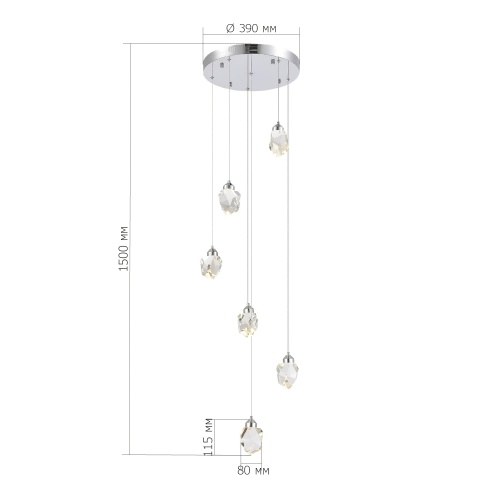 SL6114.103.06 Светильник подвесной ST-Luce Хром/Прозрачный LED 6*3W 3000K CASCATO