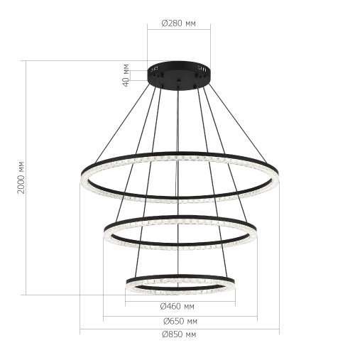 SL1018.403.03 Светильник подвесной ST-Luce черный/прозрачный LED 1*130W 4000K EUCLIDICS