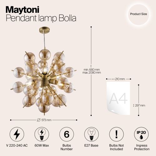 Подвесной светильник Maytoni MOD133PL-06BS