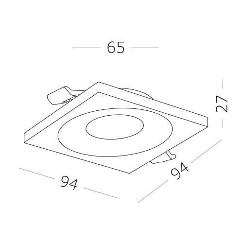 ST205.518.01 Св-к встр. Белый GU10 1*50W  L94xW94xH27 220V Без ламп Встраиваемые светильники