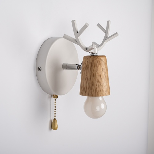 Бра с рожками DEER A SWITCH White/Light wood 204237-26