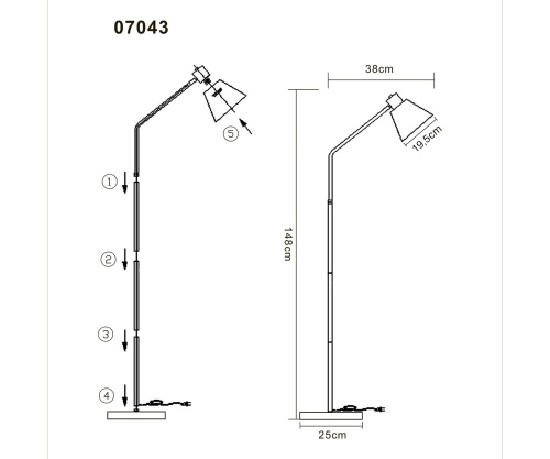 Торшер Kink Light Арни черный/золото 07043
