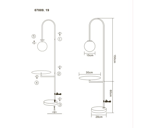 Торшер Kink Light Сиена черный E27 07009,19