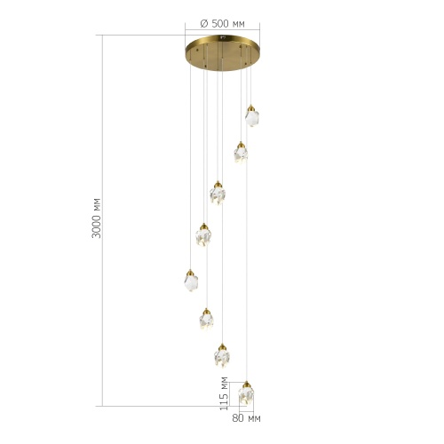 SL6114.203.08 Светильник подвесной ST-Luce Золотистый/Прозрачный LED 8*3W 3000K КАСКАТО