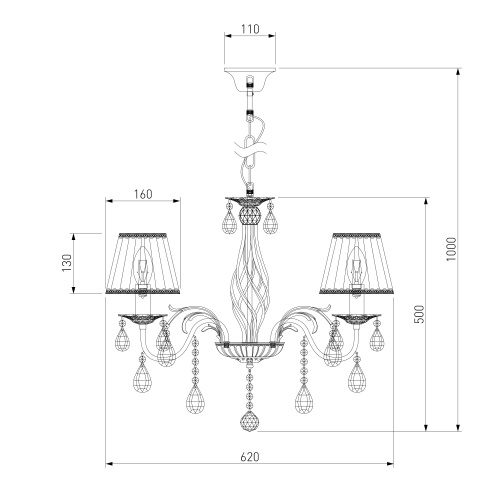 Подвесной светильник Eurosvet 10054/5 белый с золотом/прозрачный хрусталь Strotskis