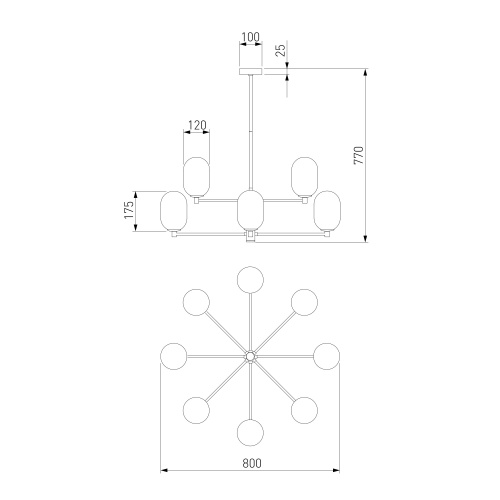  Eurosvet 60161/8/ потолочный светильник/ латунь