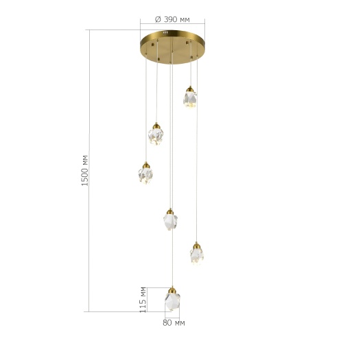 SL6114.203.06 Светильник подвесной ST-Luce Золотистый/Прозрачный LED 6*3W 3000K CASCATO