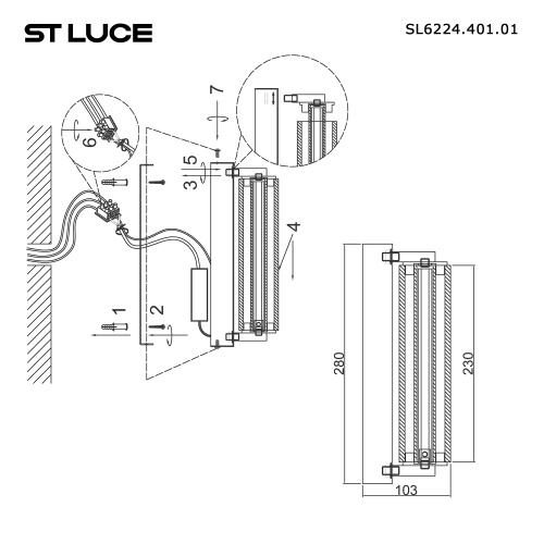 SL6224.401.01 Светильник настенный ST-Luce Черный/Прозрачный LED 1*8W 4000K BAMBOO