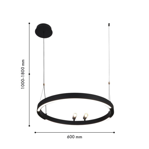 Подвесная люстра F-Promo 4474-1P, подвесная люстра, D600xH1000/1800, LEDx58W + 2xLEDx3W, 1860LM, 3000-6500K, included, remote control