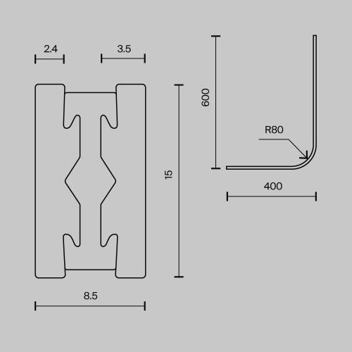 Комплектующие для систем освещения с токоведущими элементами Technical TRX154-RC80-B