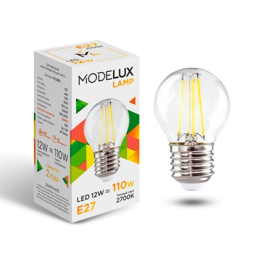 Светодиодная лампа MODELUX ML2882- G45-12W-Е27-2700 clear