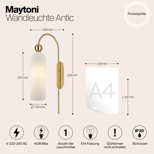 Настенный светильник (бра) Maytoni MOD302WL-01GR