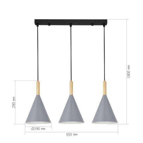 SLE1255-413-03 Светильник подвесной Черный/Серый E27 3*40W ARKET