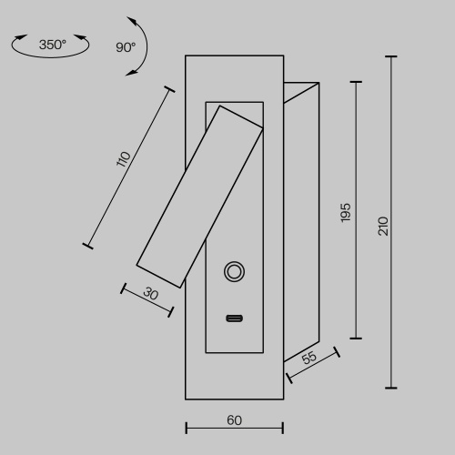 Настенный светильник (бра) Maytoni MOD495WL-L3B3K1