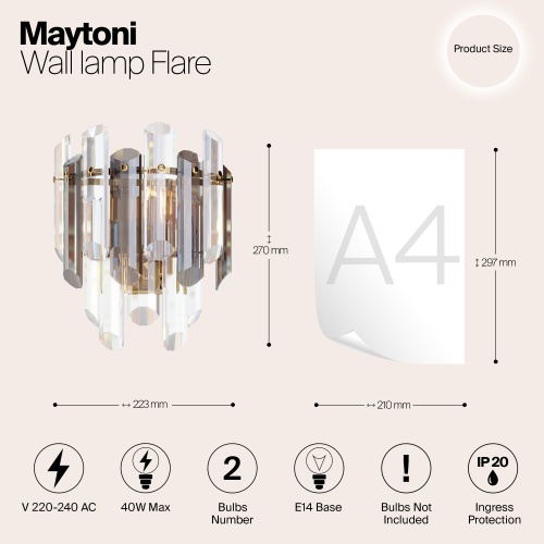 Настенный светильник (бра) Maytoni DIA200WL-02G