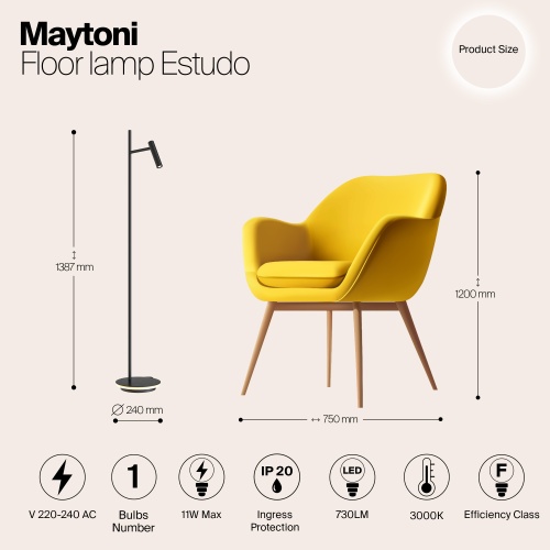 Напольный светильник (торшер) Maytoni Z010FL-L8B3K