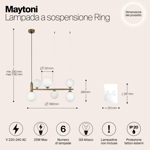 Подвесной светильник Maytoni MOD013PL-06BS1