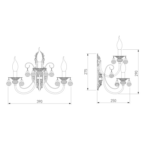 Настенный светильник Eurosvet 3305/3 белый с золотом/прозрачный хрусталь Strotskis