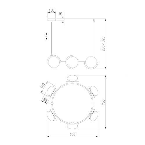 Подвесной светильник Eurosvet 70150/6 черный/латунь Smart