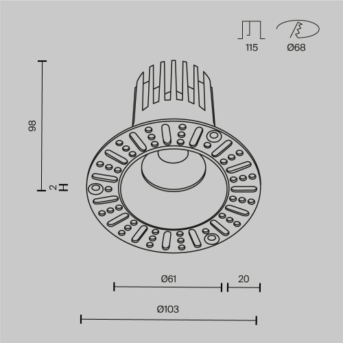 Встраиваемый светильник Technical DL121-15W-3K-TRS-B