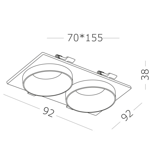ST206.428.02 Св-к встр. Черный GU10 2*50W  IP20 L175xW92xH38 220V Без ламп Встраиваемые светильники
