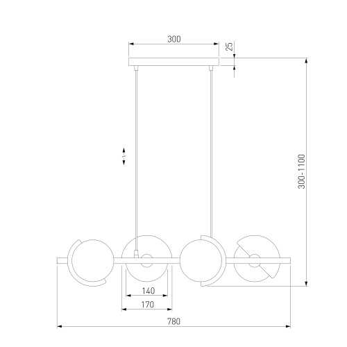 Подвесной светильник Eurosvet 70149/4 черный/латунь Smart