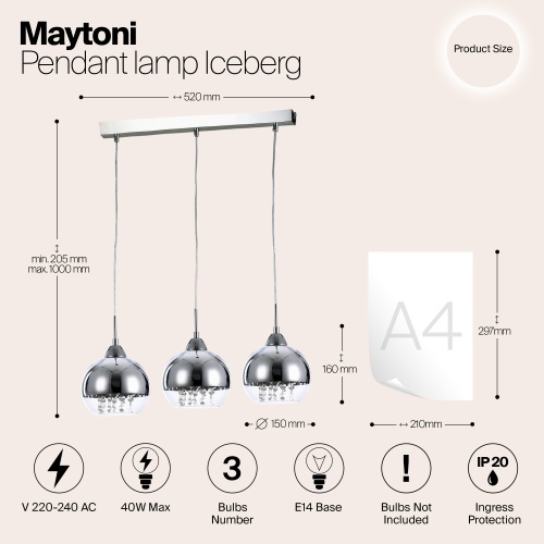 Подвесной светильник Maytoni P012-PL-03-N