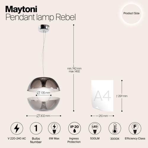 Подвесной светильник Maytoni MOD322PL-L6B3K